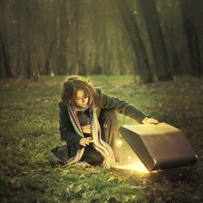 Girl with magic box